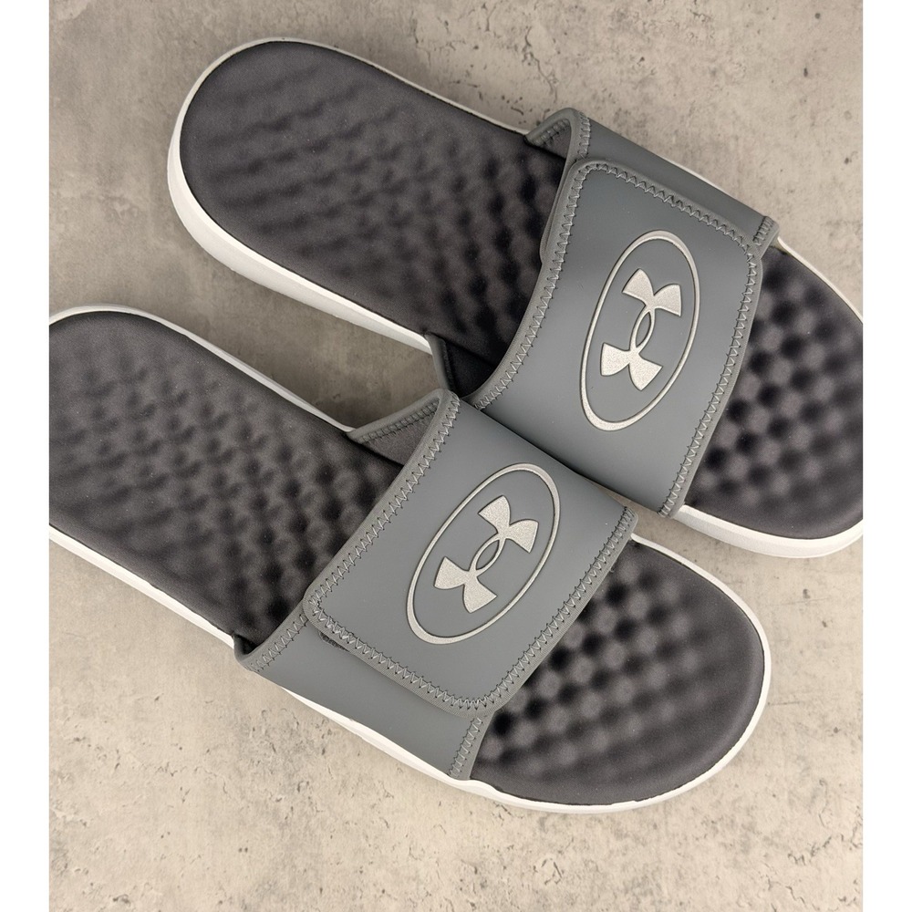 Under Armour Ignite Pro 8 White Halo Gray Slides Men's Size 12 Worn Once - Picture 3 of 7